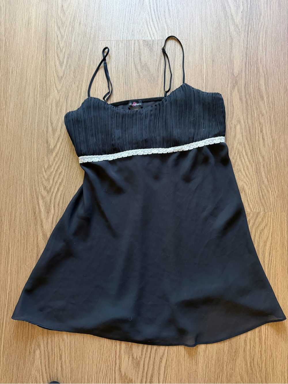 Secret Treasures Black Pleated Spaghetti Strap Dress